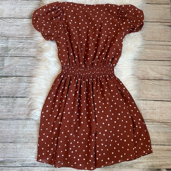 Madewell Smocked-Waist Mini Dress in Inkspot Dots | Size Small - Picture 7 of 7